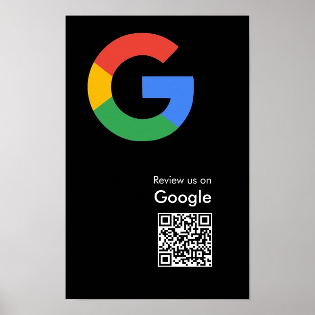Trendy Modern Google Review QR Code Poster (Front)