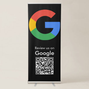 Trendy Modern Google Review QR Code Retractable Ba Banner
