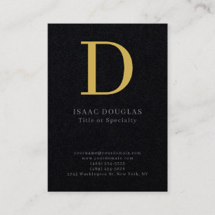 Trendy modern gray black gold bold monogram business card