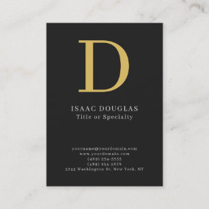 Trendy modern gray black gold bold monogram business card