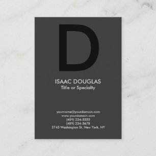 Trendy modern grey black bold monogram business card