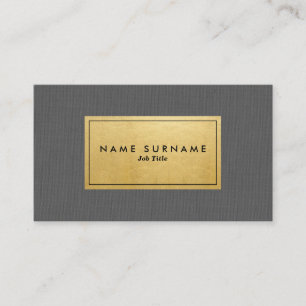 Trendy Modern Grey Linen Elegant Gold Minimalist Business Card