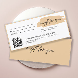 Trendy, modern, handwriting, with qr-code, beige