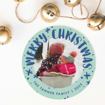 Trendy Modern Handwritten Christmas Photo Card