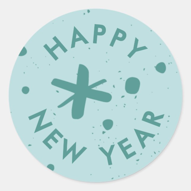 Trendy Modern Handwritten Happy New Year Sticker (Front)