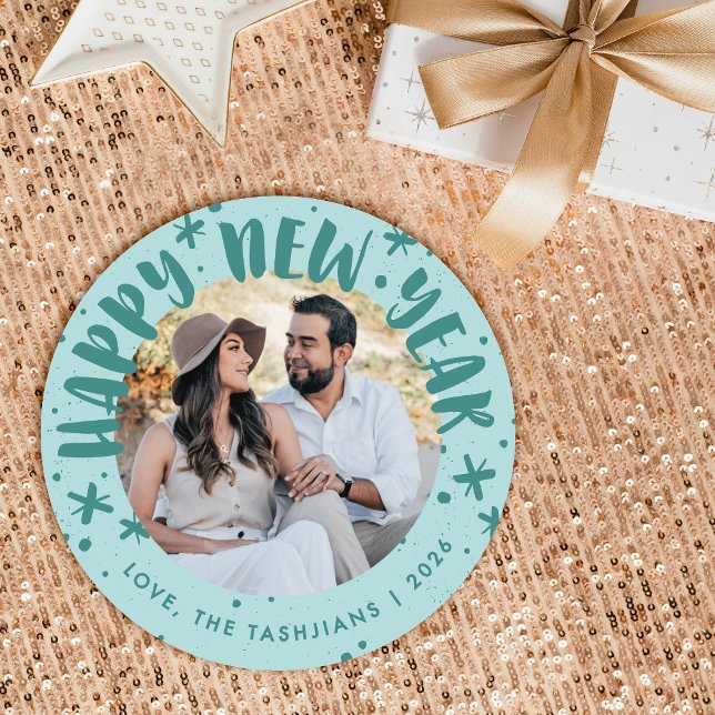 Trendy Modern Handwritten New Year Photo Card (Creator Uploaded)