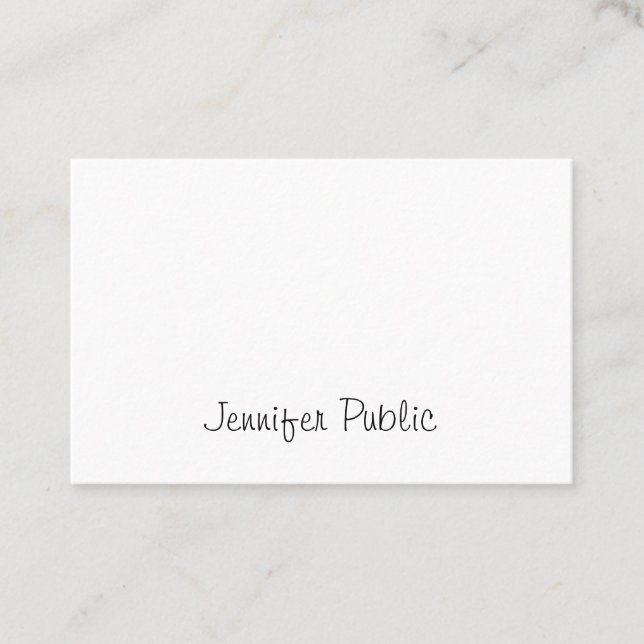 Trendy Modern Handwritten Script Cool Sleek Plain Business Card (Front)