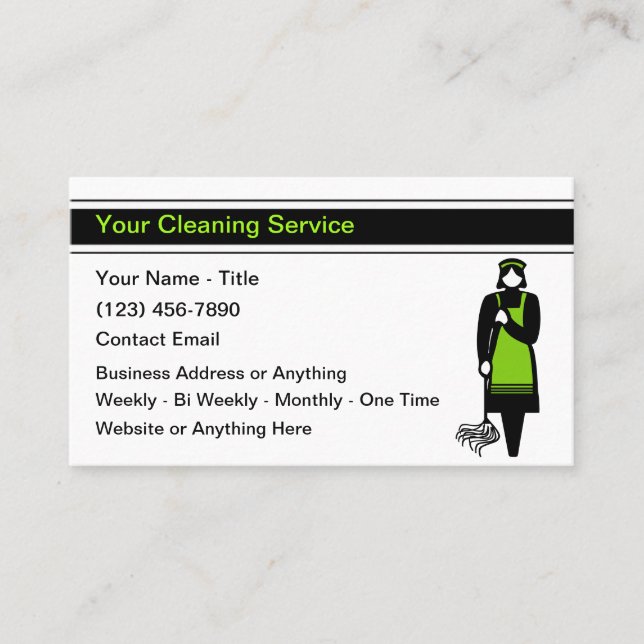 Trendy Modern House Cleaning Business Cards (Front)