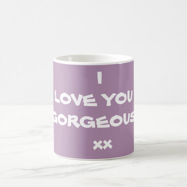 Trendy Modern I LOVE YOU GORGEOUS xx Cute Coffee Mug (Center)