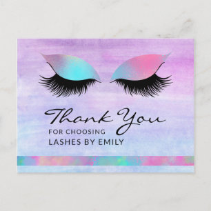 Trendy Modern Iridescent Chic Thank You Lash Care Postcard