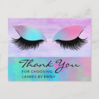 Trendy Modern Iridescent Chic Thank You Lash Care