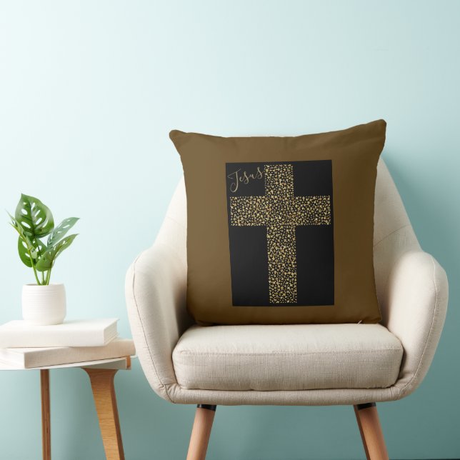 Trendy Modern Jesus Gold Cross Cushion (Chair)