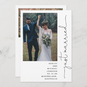 Trendy Modern Just Married Reception Only 2 Photo  Invitation
