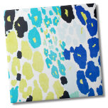 Trendy Modern Leopard Pattern Tile<br><div class="desc">Trendy Glam Vibrant Aqua Blue Lime Leopard Print Ceramic Tile. Fun and vibrant leopard print. Colour is bright lime green, blue, black and turquoise. Whether you want to use this tile as a little coaster or trivet for a drink or plate... or you want to go big with a kitchen...</div>