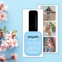 Trendy Modern Light Sky Blue Nail Polish Birthday