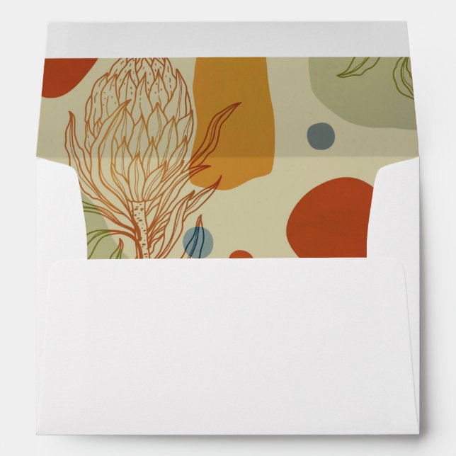 Trendy Modern Line Abstract Protea Botanical Envelope (Back (Bottom))