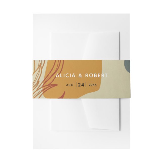 Trendy Modern Line Abstract Protea Botanical Invitation Belly Band (Front Example)