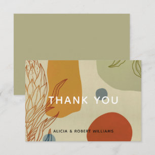 Trendy Modern Line Abstract Protea Botanical Thank You Card