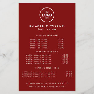 Trendy Modern Luxury Salon Price List Template Flyer