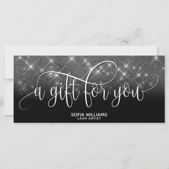 trendy modern luxury silver Certificate Gift Card (Front)