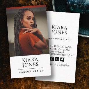 Trendy Modern Makeup Artist Photo Business Card
