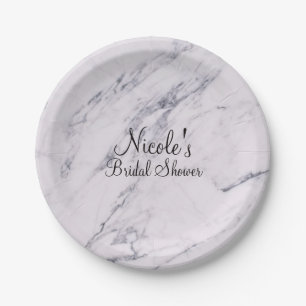 Trendy Modern Marble Elegant Wedding Party Paper Plate