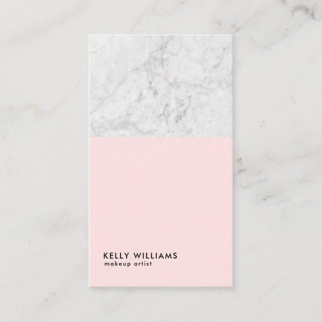 Trendy Modern Marble Makeup Artist Business Card (Front)