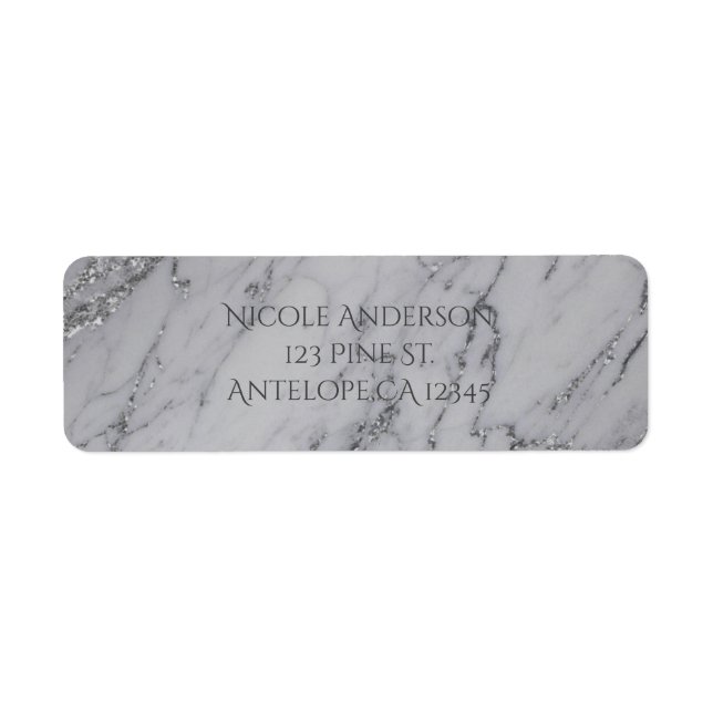 Trendy Modern Marble Silver Glamour Invitation (Front)