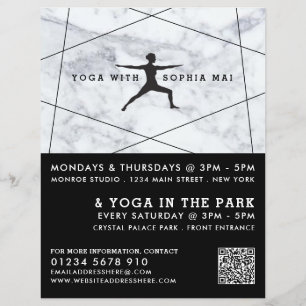 Trendy Modern Marble Yoga Class Advertising Flyer