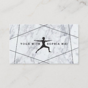 Trendy Modern Marble Yoga Instructor Business Card
