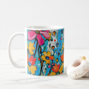 Trendy Modern Maximalist Colourful Madness Floral Coffee Mug