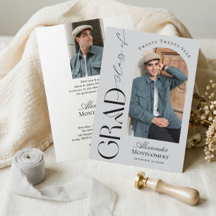 Trendy Modern Minimal Arch Photo Graduation Party Invitation