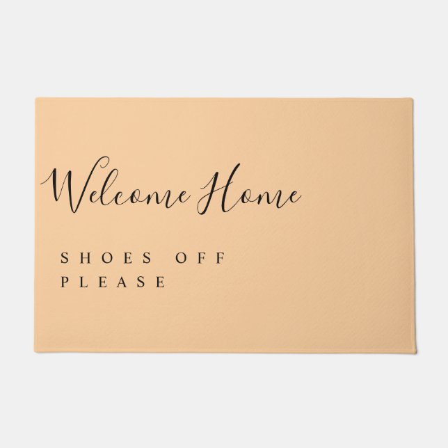 Trendy Modern Minimal Welcome Shoes Off  Doormat (Front)