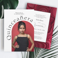 Trendy Modern Minimalist Arched Photo Quinceanera
