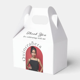 Trendy Modern Minimalist Arched Photo Quinceanera  Favour Box