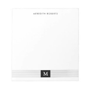 Trendy Modern Minimalist Black and White Monogram Notepad