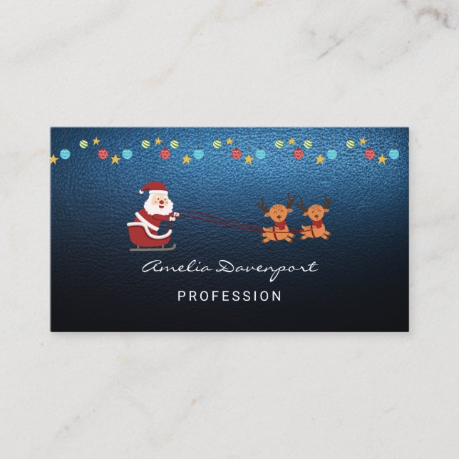 Trendy modern minimalist Christmas Business Card (Front)