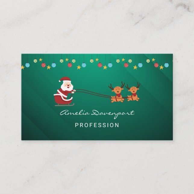 Trendy modern minimalist Christmas Business Card (Front)