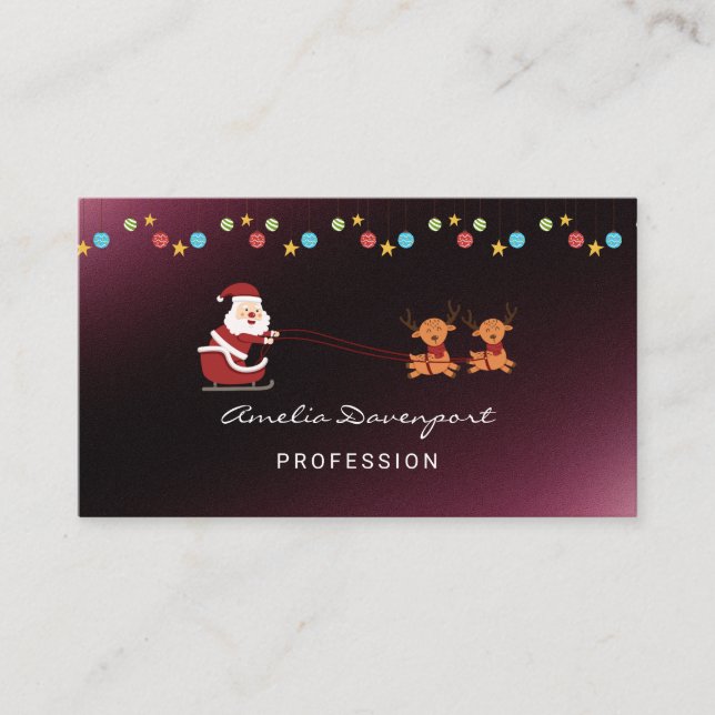 Trendy modern minimalist Christmas Business Card (Front)