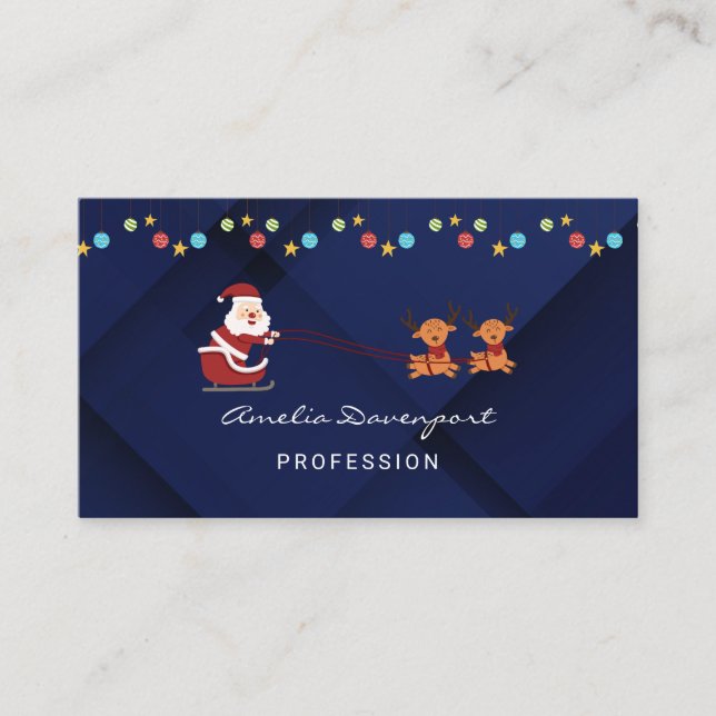 Trendy modern minimalist Christmas Business Card (Front)