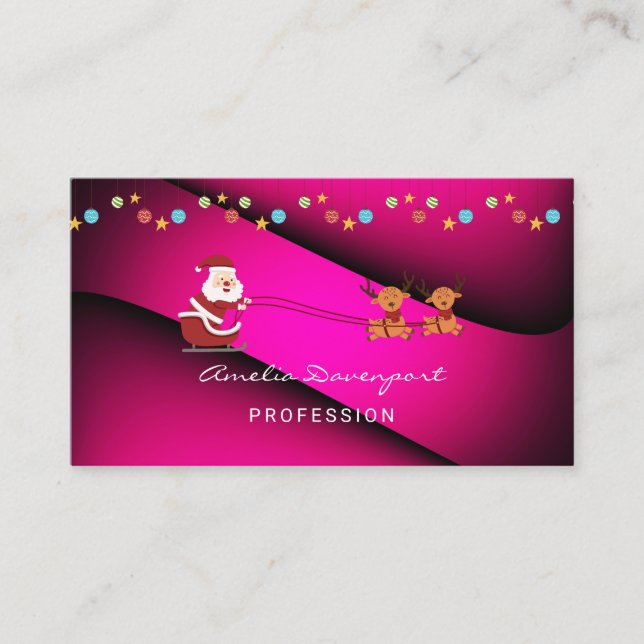Trendy modern minimalist Christmas Business Card (Front)