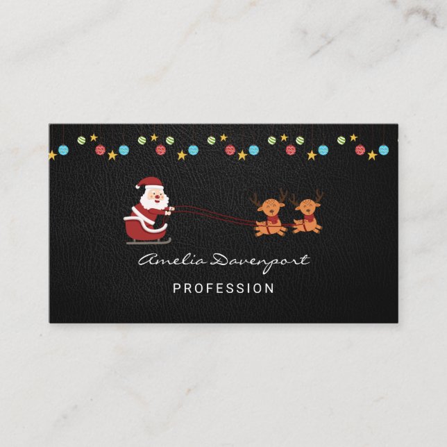 Trendy modern minimalist Christmas Business Card (Front)