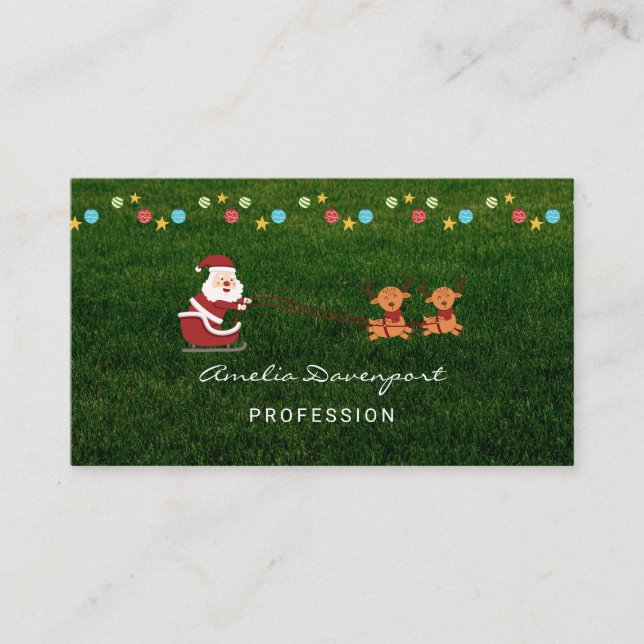 Trendy modern minimalist Christmas Business Card (Front)