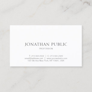 Trendy Modern Minimalist Elegant Design White Business Card
