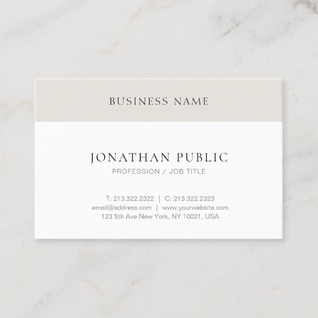 Trendy Modern Minimalist Elegant Simple Template Business Card (Front)