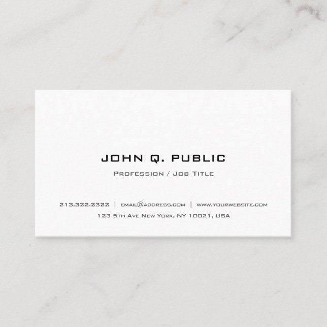 Trendy Modern Minimalist Elegant Simple Template Business Card (Front)
