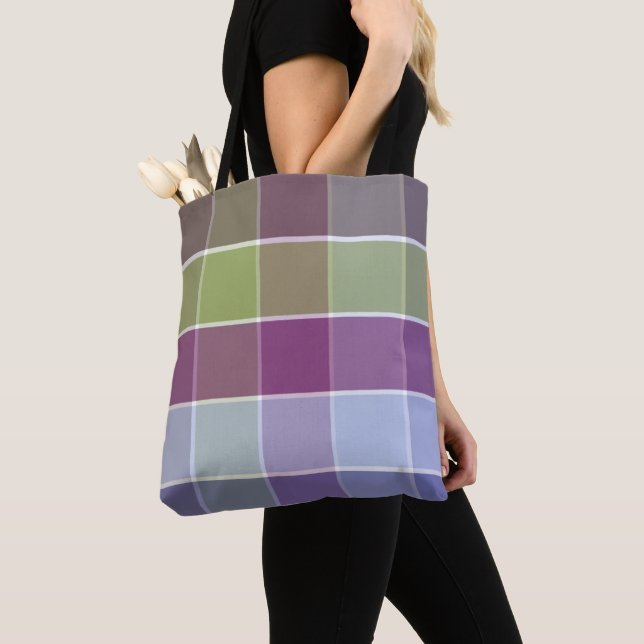 Trendy modern minimalist squares tote bag (Close Up)