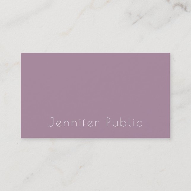 Trendy Modern Minimalist Template Elegant Purple Business Card (Front)