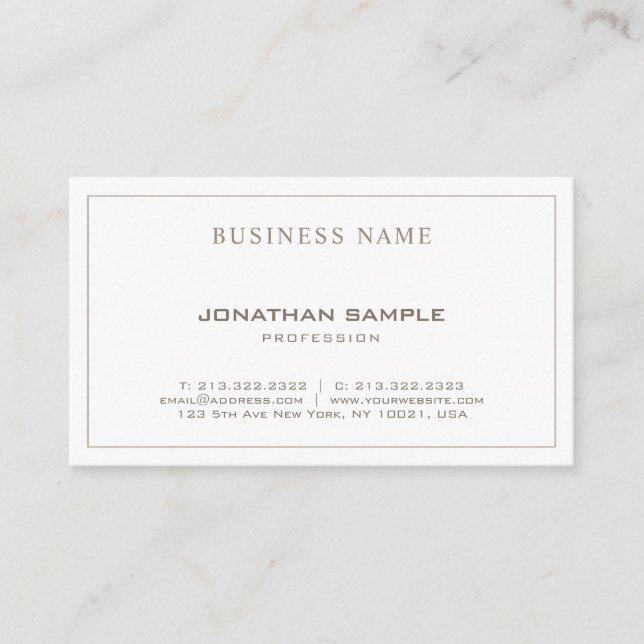 Trendy Modern Minimalistic Design Elegant Plain Business Card (Front)