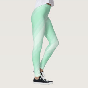 Trendy Modern Mint Green White Stripes Template Leggings